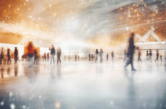 blurred abstract defocus background people indoor ice skating