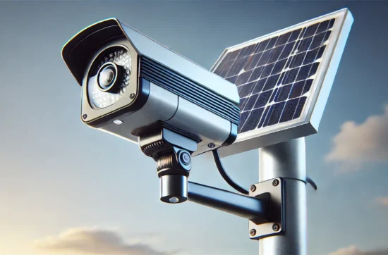 security camera with solar panel on top