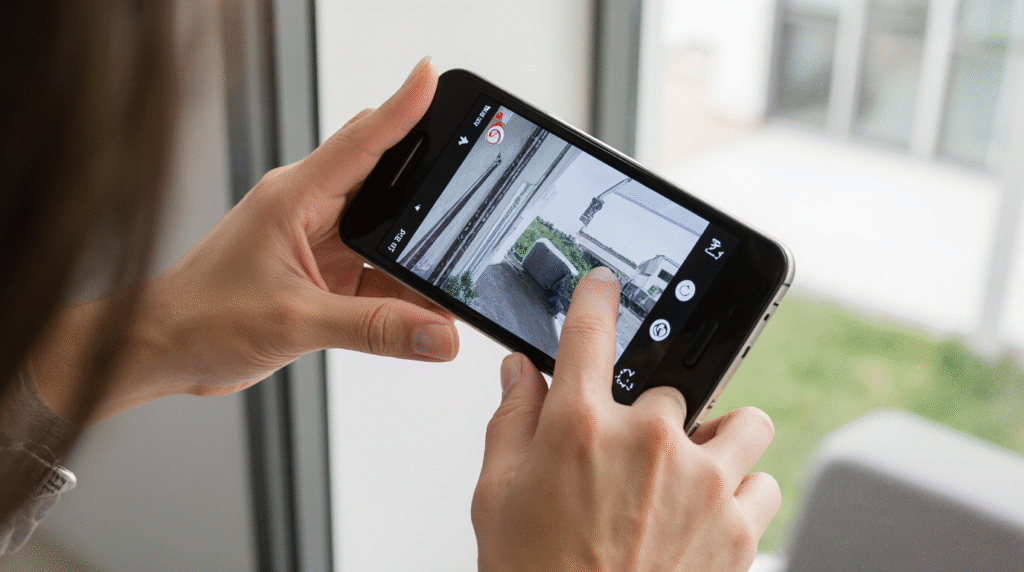 remote monitoring cctv footage of house on phone