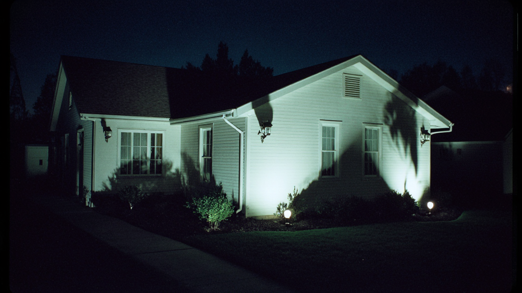 night vision security camera in dim lighting