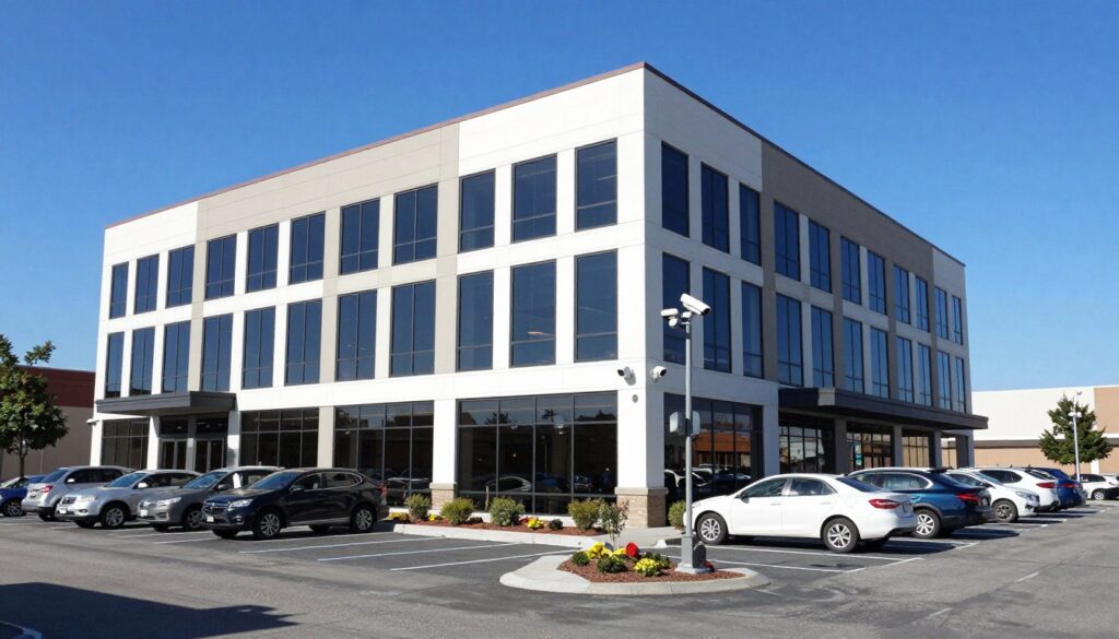 Commercial property with comprehensive security camera system