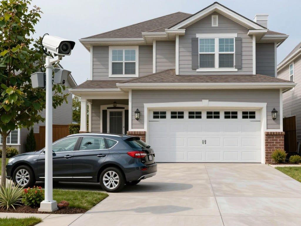 Garage and driveway security camera coverage