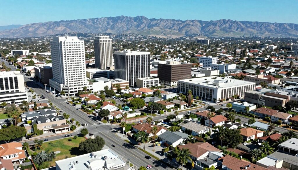 Riverside California cityscape with security coverage