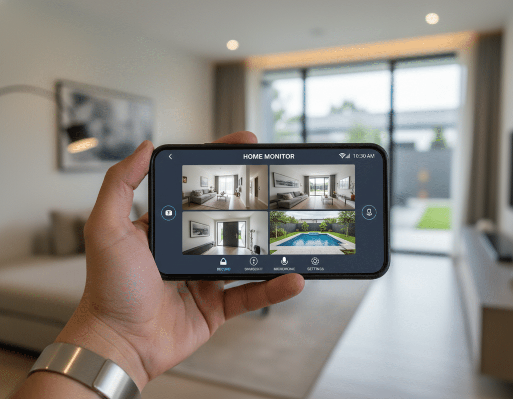 Smart home security integration with mobile device control