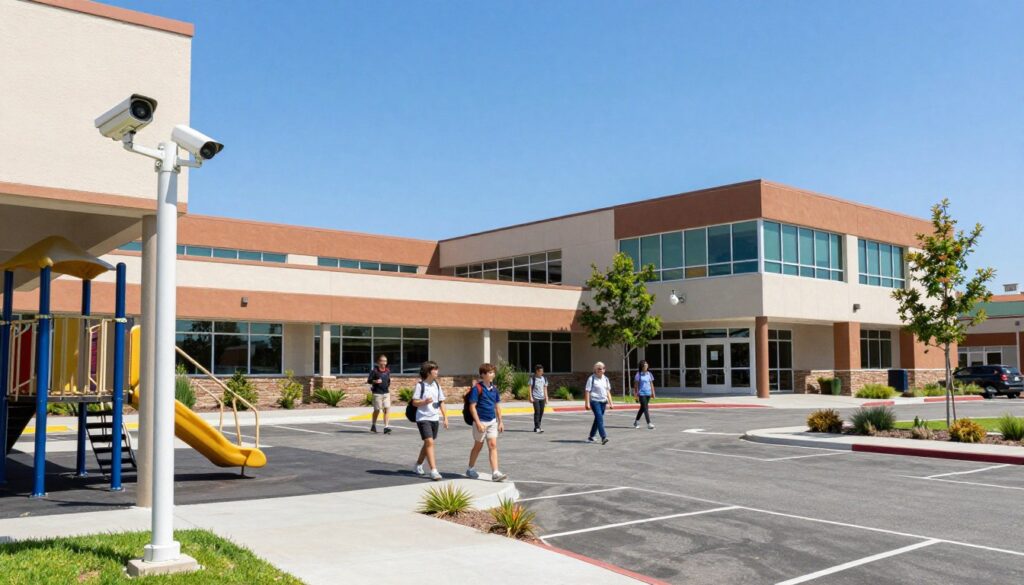 School campus security camera system ensuring student safety in Riverside