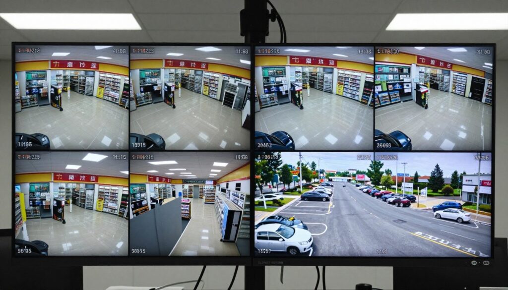 Security camera footage showing successful crime prevention at Riverside business